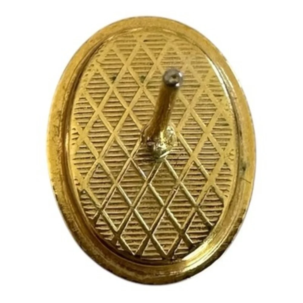 Vintage Damascene Toledo Spain Bird Floral Oval Stud Earrings Gold Inlay EXC
